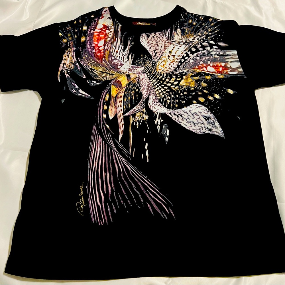 Roberto Cavalli Black Butterfly Print -T-SHIRT